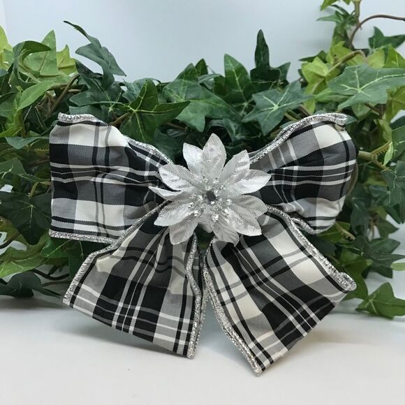 Bow Hair Barrette Watch Plaid Black White Hair Accessory main image 8